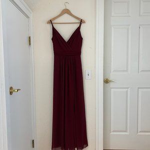 Levkoff Maroon Full Length Prom Dress
